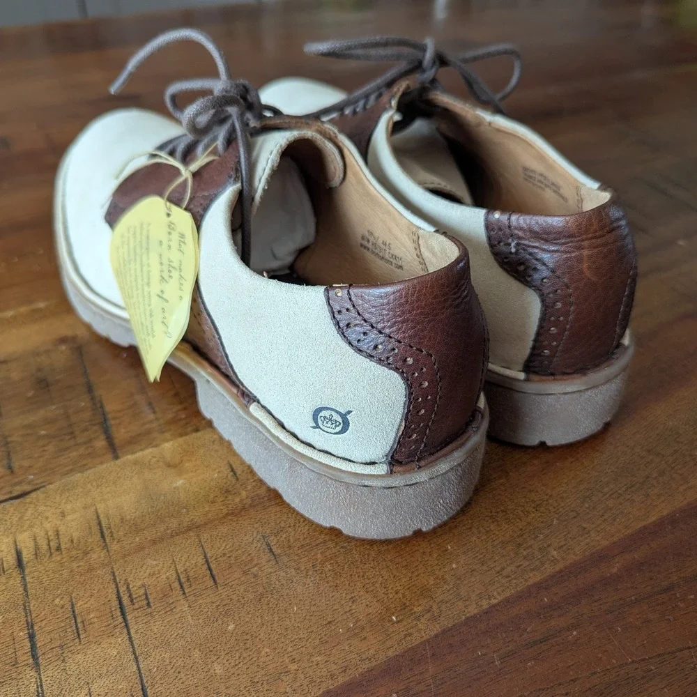 Born Hemlock Oxford Shoes Brown Cream Leather Wingtip 10.5 Old Money Heritage